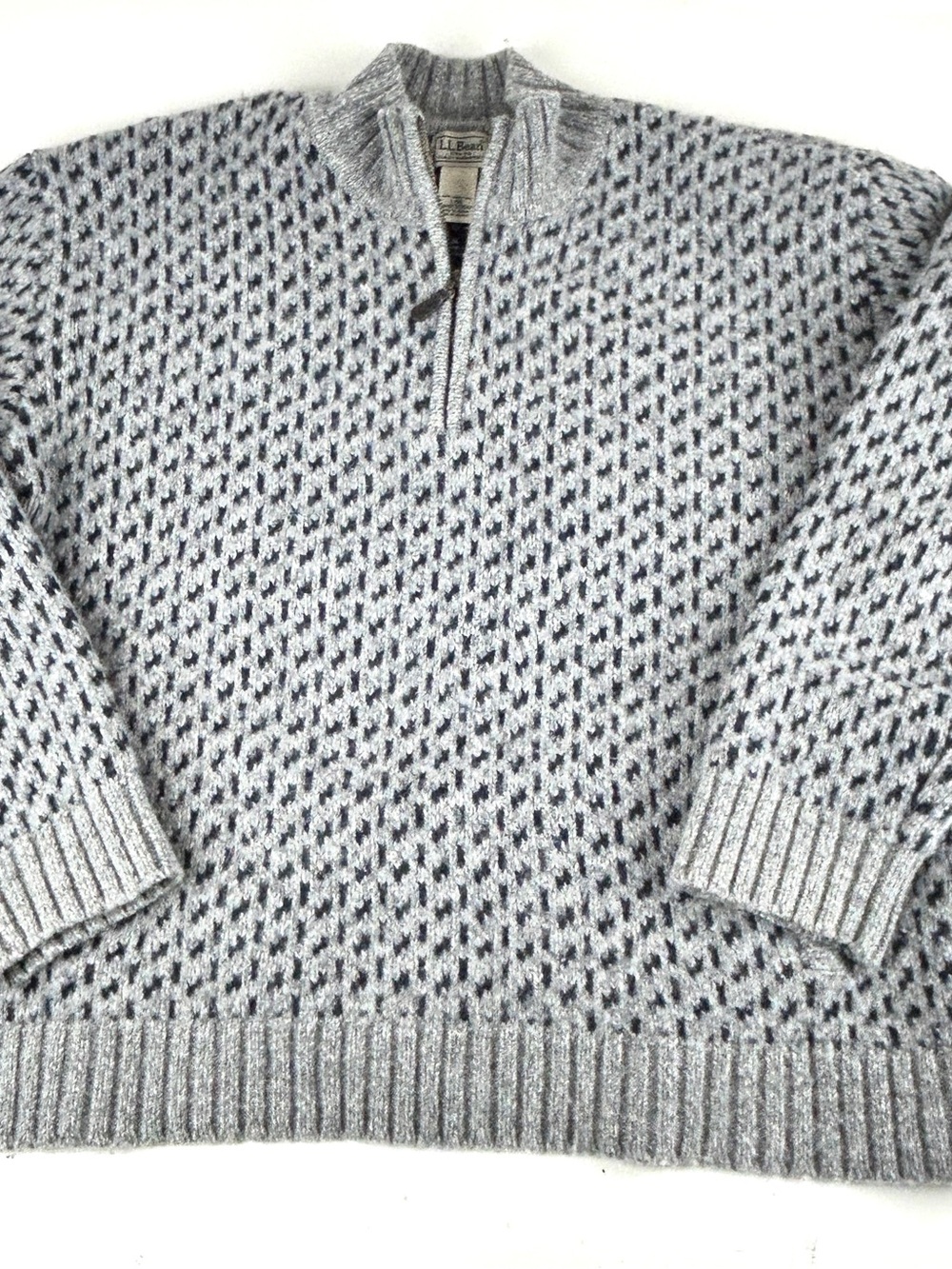 LL Bean Sweater Vintage 90s Mens Large Gray 100% Lambs Wool